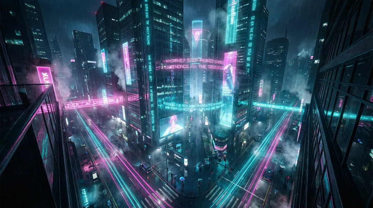 秘密爱 电影 竖屏短剧平台首页背景 - 赛博朋克都市夜景